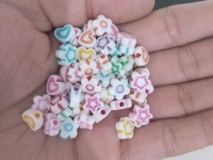 Miçanga Florzinha, Coração e Estrela (pct 10g)