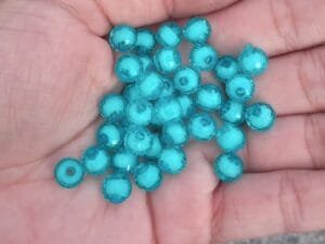 Bola sextavada c/miolo para pulseira - AZUL- pct c/10g