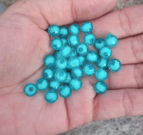 Bola sextavada c/miolo para pulseira - AZUL- pct c/10g