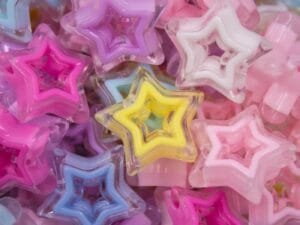 Entremeio estrela dupla vazada em acrilico /pct c/ 5 und