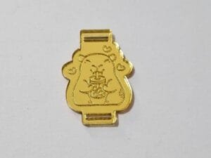 Passador para elástico chato - Capivara com Copo- espelhado dourado - pct c/05 und