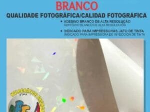 Adesivo Vinil Holográfico Branco Imprimivel - A4 - Pct c/20 fls - OffPaper