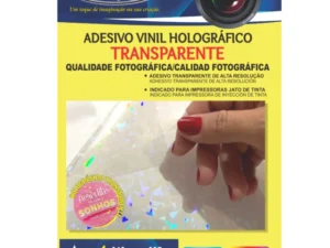 Adesivo Vinil Holográfico Transparente Imprimivel - A4 - Pct c/20 fls - OffPaper
