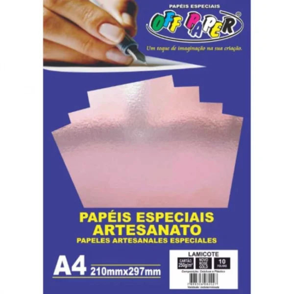 Papel Lamicote Novo Rose Gold - A4 - 250g - Pct c/10 und - OffPaper