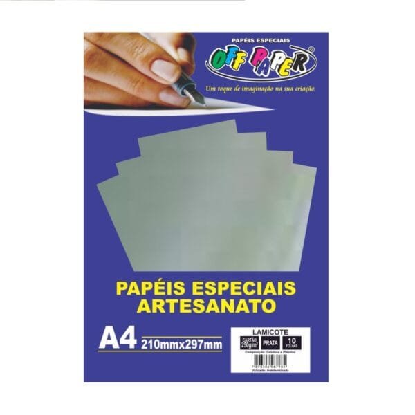 Papel Lamicote Prata - A4 - 250g - Pct c/10 und - OffPaper