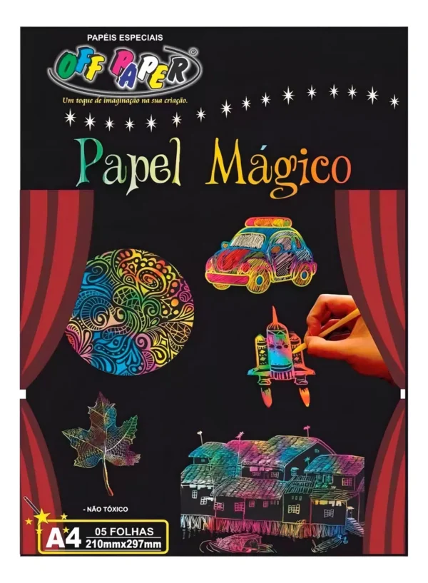 Papel Mágico c/bastão - OffPaper - formato A4 - pct c/5 fls