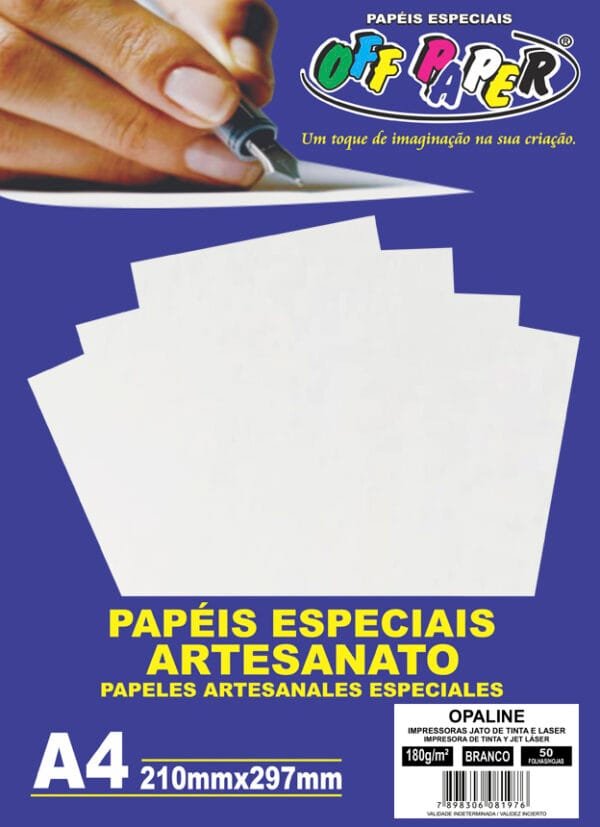 Papel Opaline A4 - 180g - OffPaper - Pct c/50 fls