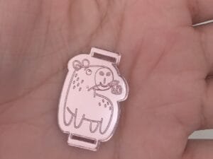 passador de elastico chato 7mm - Capivara com Flor- espelhado Rosé - pct c/05 und