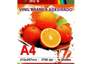 Vinil Branco Adesivado(branco leitoso) - para impressão - A4 - Su´s - pct c/10 fls