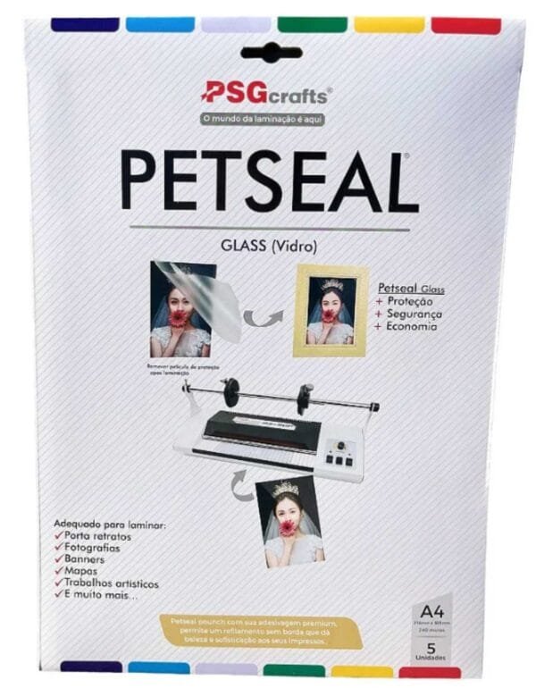 Petseal Brilho Efeito Vidro A4 240 micras - PSG - pct c/ 5 pçs