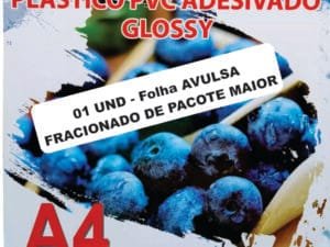 1 und - Folha Avulsa - Vinil Branco Adesivado - Plastico PVC Glossy para impressão - A4 - Su´s - 1 Und - Folha Avulsa