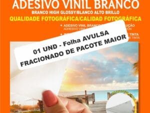 1 FOLHA avulsa - Adesivo Vinil Branco Glossy Imprimivel 120g - A4 (1 und)