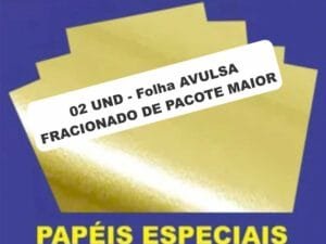 Pct c/02 folhas Papel Lamicote Ouro Minas - A4 - 250g - OffPaper