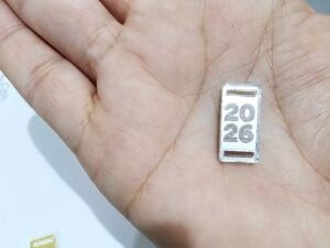 Mini Passador retangular Mod 08 - para elástico chato - 2026 - espelhado prata - pct c/05 und