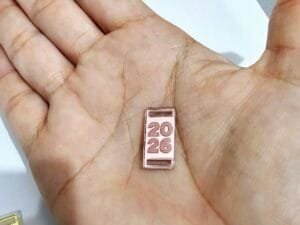 Mini Passador retangular Mod 08 - para elástico chato - 2026 - espelhado rosé - pct c/05 und