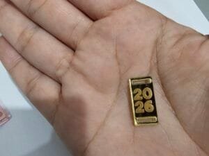 Mini Passador retangular Mod 08 - para elástico chato - 2026 - espelhado dourado - pct c/05 und