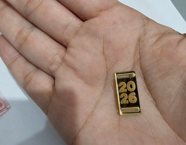 Mini Passador retangular Mod 08 - para elástico chato - 2026 - espelhado dourado - pct c/05 und