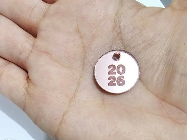 Pingente redondo Mod 07 - 2026 em pé - espelhado rosé - pct c/05 und