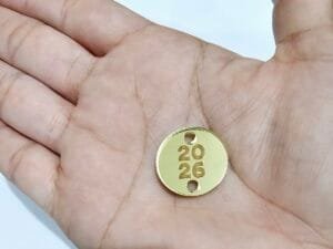 Passador redondo Mod 04 - para elástico roliço ou tassel - 2026 em pé - espelhado dourado - pct c/05 und