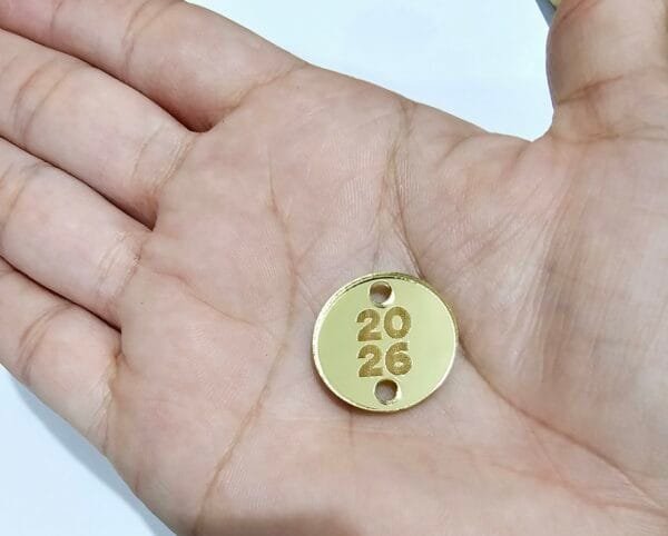 Passador redondo Mod 04 - para elástico roliço ou tassel - 2026 em pé - espelhado dourado - pct c/05 und