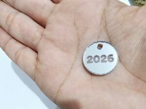 Pingente redondo Mod 06- 2026 deitado - espelhado prata - pct c/05 und