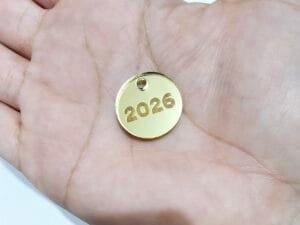 Pingente redondo Mod 06- 2026 deitado - espelhado dourado - pct c/05 und