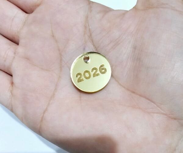 Pingente redondo Mod 06- 2026 deitado - espelhado dourado - pct c/05 und