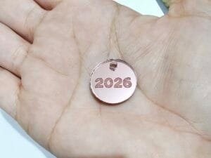 Pingente redondo Mod 06- 2026 deitado - espelhado rosé - pct c/05 und