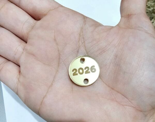 Passador redondo Mod 05 - para elástico roliço ou tassel - 2026 deitado - espelhado dourado - pct c/05 und