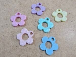 Pingente GLITTER Tons pasteis - FLOR misto c/6und