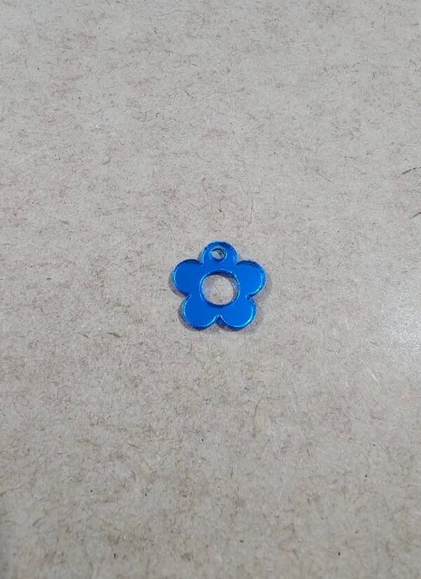 Pingente FLOR - espelhado azul c/5und