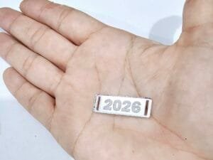 Passador retangular Mod 01 - para elástico chato - 2026 deitado - espelhado prata - pct c/05 und