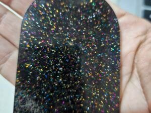 Base Para Chaveiro Retangular Arredondado - Acrilico Glitter Preto 4,8x6,5 cm - 1 und