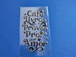 Adesivo DTF UV - Café Livros (preto) para chaveiro Retangular arredondado