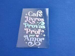 Adesivo DTF UV - Café Livros (pastel) para chaveiro Retangular arredondado