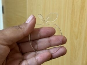 Base Chaveiro Maça - 5 cm - Acrilico Cristal - 1 und