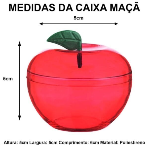 Caixinha para doce - Mini maçã - vermelha - 5x5 cm - 1 und - Imagem 2
